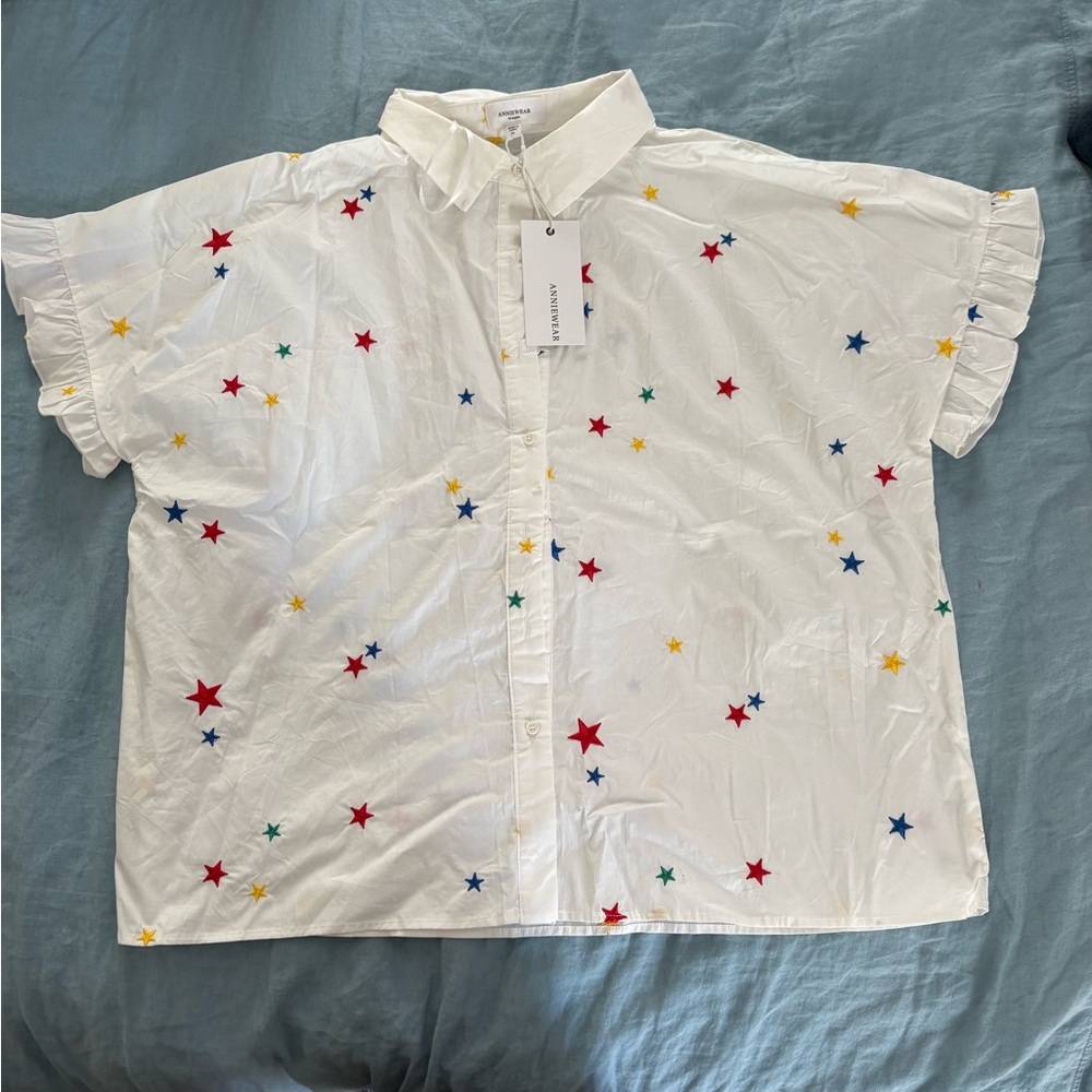 Women's Star Embroidered Blouse - White